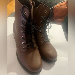 Cole Haan - Brown Leather Combat Boots, 8 US.  Excellent condition, worn once.